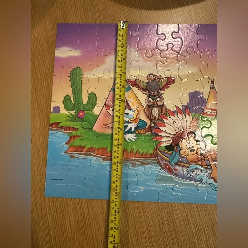 Vintage Disney Mickey Mouse & Pluto 60 Piece Puzzle. Canoe River Tepee.